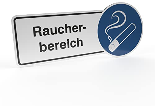 Betriebsausstattung24 Hinweisschild Raucherbereich - Aluminium- Verbundplatte (BxH): 30,0 x 13,0 cm - Befestigungsart: Zum Verkleben oder Verschrauben - Raucherbereichskennzeichnung