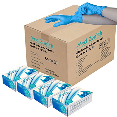 Genel Einweghandschuhe - Einmalhandschuhe L Nitril einweg medizinische Handschuhe puderfrei latexfrei Nitrilhandschuhe Gummihandschuhe 1000 Stück in Spender-Box (L, 1000)