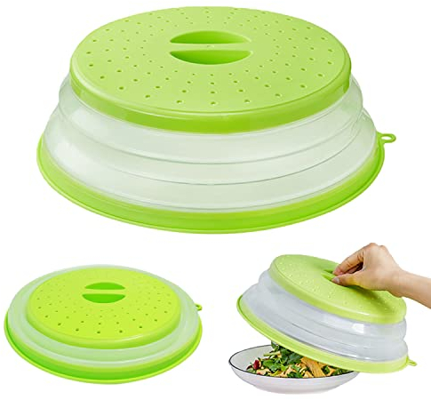 XPOOS 1 Pièces Cloche Micro Onde,Couvercle Pliable pour Micro-Ondes,Couvercle Anti-éclaboussures Micro-Ondes avec Trou De Vapeur,Couvercle Chauffant des Aliments sans BAP Vert