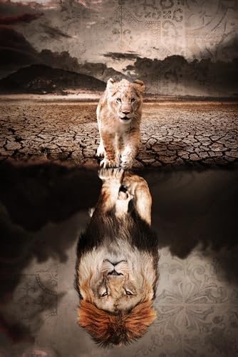 STYLER Glasbild Lions 80 x 120 cm I Wandbild aus Glas modern für Wohnzimmer Schlafzimmer Büro Flur I groß XXL Hingucker Motivation Löwe Löwen
