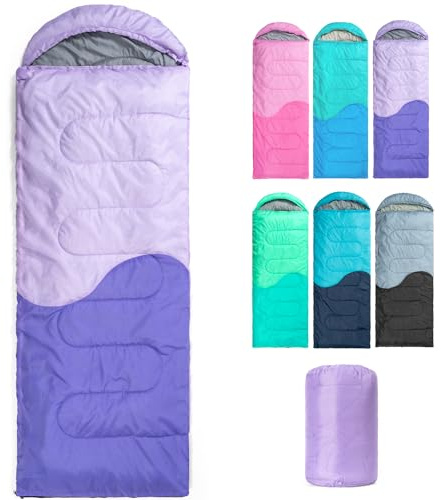 Sleeping Bag - 3 Seasons for Adults Kids Boys Girls Camping Hiking - Warm Cold Weather Lightweight Portable with Compression Bag for Backpacking in Spring, Summer, Fall and Winter