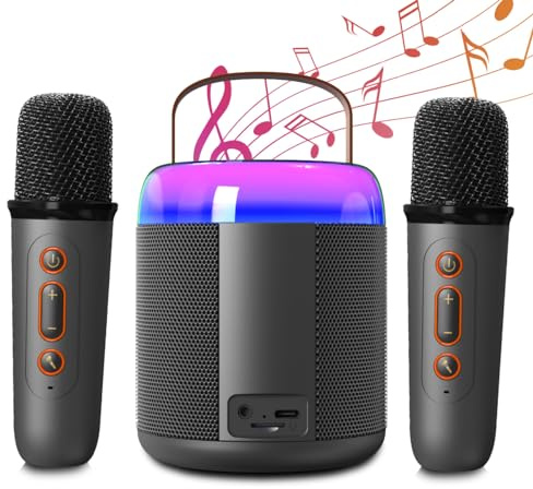 Jouets de karaoké pour enfants et adultes avec 2 microphones, machine de karaoké portable avec lumière LED et effets de changement de voix, cadeaux pour enfants de 3 à 18 ans, garçons, filles,