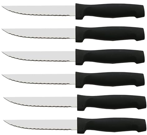 CUPERINOX Coltelli Carne | Coltelli Da Tavolo | Coltelli da bistecca | 6 Pezzi | Lama Segata | Manico Polipropilene | Acciaio Inox | 11 cm