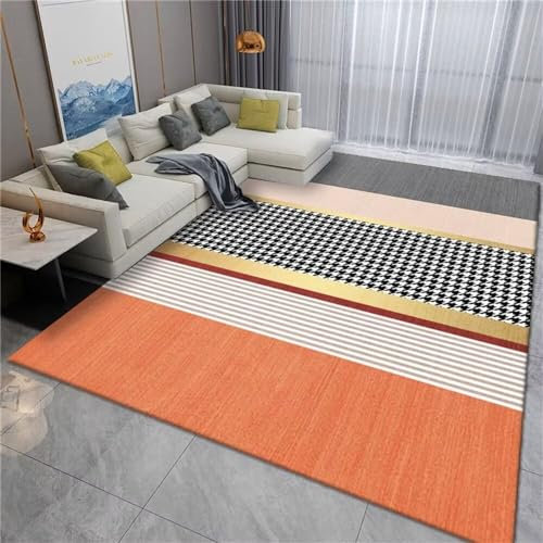 RUGMRZ Teppich Kinderzimmer Bettvorleger rutschfest Orange minimalistisches geometrisches Design Wohnzimmer Zubehör modernen Stil Non-Fading Webteppich 200X300CM