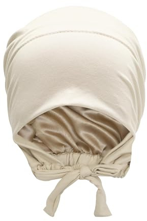 ZLYC Satinfodrad hijab keps för kvinnor knyt tillbaka hijab underkeps inre undersjal hatt, Solid beige, one size