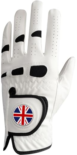 AMRTA Guantes de golf para hombre, mano izquierda y derecha con marcador de pelota, de cuero, 1 paquete, guantes de golfista para zurdos y diestros, agarre antideslizante, suaves, cómodos,