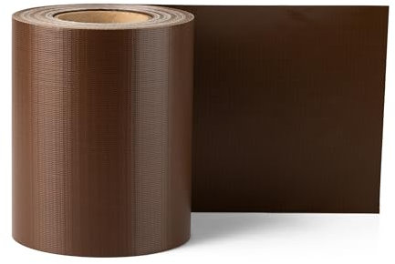 Electronicx PVC Sichtschutzstreifen Braun (RAL 8014) | Sichtschutz Zaunfolie Doppelstabmatten | 35m x 19 cm | 450g/m² | UV-beständig, Blickdicht, inkl. 20 Befestigungsclips