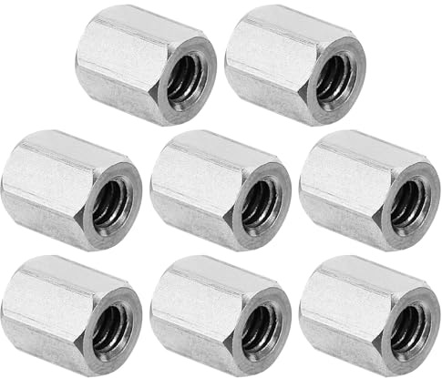 PATIKIL 1/4-20 UNC 304 Edelstahl Sechskant Kupplungsmuttern, 8 Stück 0.47/12mm Langmutter Gewindehülse Sechskantmutter Edelstahl Kupplungsmutter Gewindemuffe Gewindeeinsatz, Silberton