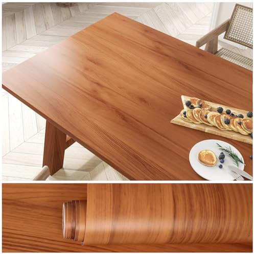 VEELIKE Papier Peint Bois Marron Châtaigne Papier Adhesif pour Meuble Bois 40 cm × 300 cm Stickers Porte Placard Chambre Vinyle Adhesif Cuisine Meuble Stickers Salle de Bain Imperméable Amovible