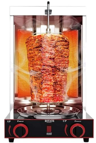 Machen Sie sich bereit für den Grill! Edelstahl-Grills und Drehspießöfen für den Heimgebrauch: Die Elite-Grillmaschine für leckeren vertikalen Kebab-Döner-Fleischgrill,Gas