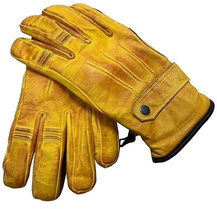 Guantes de Cuero Desgastado para Motocicleta, Guantes clásicos de Moda para ciclomotores, Turismo, vehículos Todo Terreno, cuatriciclos, conducción y Ciclismo