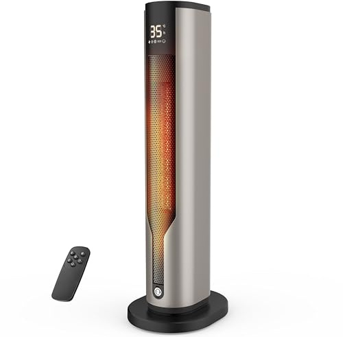 2000W Space Heater for Indoor Use, 60cm Height Portable Fan Heater, 70° Oscillating Tower Space Heater, 4 Modes, 12H Timer, Overheating & Tip-Over Protection, Electric Heater for Home