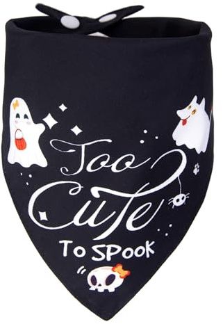 ICEMOOD Halloween-Hundehalstücher mit Spruch – Too Cute To Spook – Urlaubskatzen-Dreieck-Halstuch, Kostüm, Haustierzubehör, kleine und mittelgroße Rassen, 2,3–13,6 kg