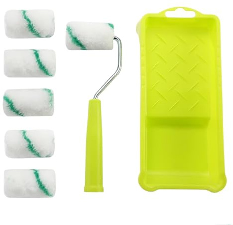 Cepillo de rodillo para bordear de pintura, juego de rodillos de pintura pequeños, cepillo de rodillo de corte limpio de mano, herramienta de bordeadora de pintura portátil con rodillo y 2 pinceles