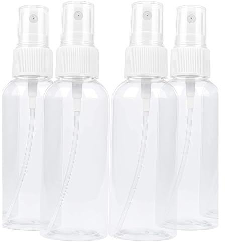 Flankor Small Spray Bottles - 4 Pack Fine Mist Atomiser Empty Travel Spray Bottles for Traveling Make-up Skincare Cleaning (100ml)