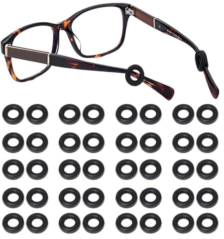 KEQAR 20 Paia Supporti in Silicone per Occhiali, Ganci Antiscivolo per Orecchie, Cuscinetti per Occhiali, Pad Antirutsch in Silicone Rotondi, Comodi e Anti-Scivolo