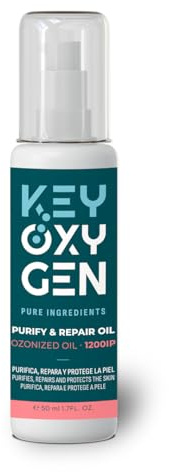 Aceite Higienizante Piel Con Aceite De Girasol Ozonizado - Aceite Purificante Nutritivo Y Antioxidante Vegano Para Cara Cuerpo Uñas Y Pies 50ml | KeyOxygen Purify & Repair Oil 1200IP