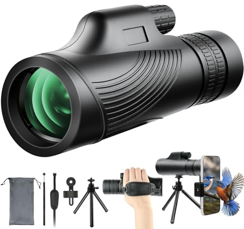 AOOWU Monokulärt teleskop hög effekt med stativ, 10 x 30 HD zoom vattentäta kompakta monokulära teleskop för vuxna, BAK4-prisma och FMC-lins, perfekt för fågelskådning, vandring, jakt, camping, resor