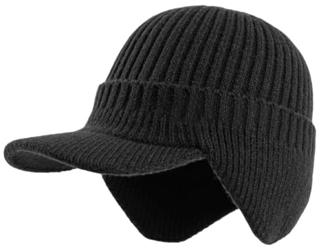bergxperten Fjordwarm – Skandinavische Wintermütze mit Ohrenschutz (Unisex-Einheitsgröße) mit dickem warmem Futter, Wind - und Kältefest, mit Visier und Ohrenklappen, für Outdoor