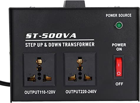 Haofy Transformador Convertidor de Voltaje 500W Convertidor de Voltaje Elevador y Reductor de Tamaño Compacto para Viajes y Uso Doméstico Hierro ABS Cobre