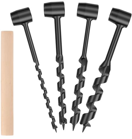 4 Pcs Manual Bushcraft Wood Drill Multifunctional Wood Drill Scotch Eye Hand Drilling Tool for Woodworking Outdoor Survival Camping