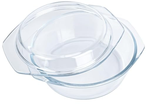 XCRPRT Small Casserole Dish with Lid 0.65L,Dish & Handles Individual Glass Casserole,Round Lidded Casserole Oven Proof, Microwaveable