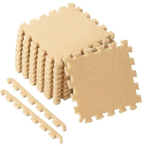 Alfombra de Felpa Suave 16 Uds. Alfombra de Rompecabezas Felpa, Alfombra entrelazada Suave y esponjosa, Cuadrada Espuma EVA, decoración Dormitorio(Color 5)