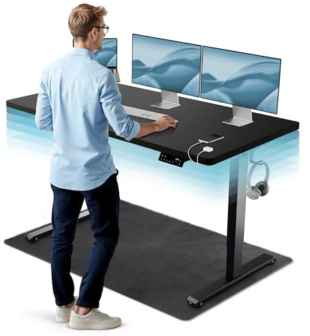 CLOUVOU CleverDesk Höhenverstellbarer Schreibtisch elektrisch [TESTSIEGER] | 160x80cm | Dual-Motor Schreibtisch höhenverstellbar elektrisch | Elektrischer Schreibtisch mit Memory, 2X USB & Kabelversteck