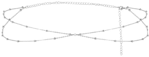 RAHHLIZS Thinp Silver Waist Chain, Double Layer Belly Chain with Satellite Beads Adjustable Waist Chains for Women Waterproof Belly Necklace for Summer Beach Jewelry Gifts for Women