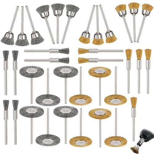 36 PCS Cepillo de Alambre,Cepillo Metalico Mini Acero Inoxidable latón,Cepillos De Alambre Mini Para Herramienta Rotativa,Cepillo De Alambre,Cepillos Para Limpieza,Eliminación De Rebabas