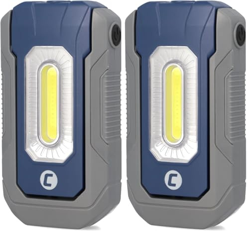 cartrend LED Arbeitsleuchte 300 Lumen Flächenlicht, 6500 Kelvin Farbtemperatur, neigbare Arbeitslampe mit Magnetfuß und robustem ABS-Gehäuse 1500 mAh Akku, Leuchtdauer bis zu 9 Stunden (Packung mit 2)
