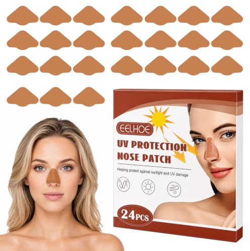 NYVOR Nässkydd sol 24 stycken UV-nässkydd, solskydd näsalapp, plåster med UV-skydd, solskydd näsplåster, nässkydd för sommar, utomhus