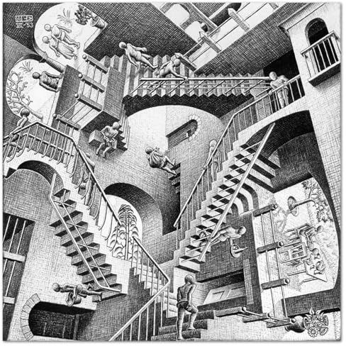 Giallobus - Quadro - Maurits Cornelis Escher - Relativity - Vetro acrilico - 100L x 100l cm - Pronto da appendere - Quadri moderni per la casa