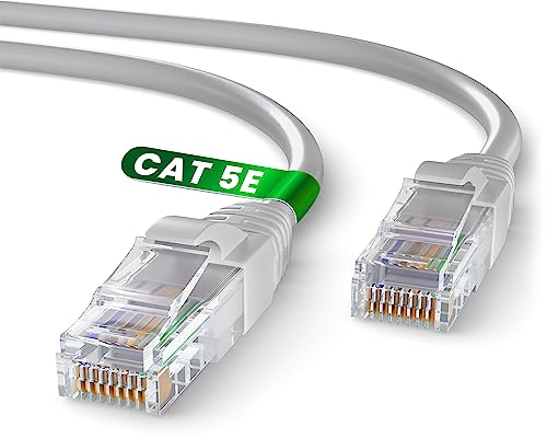 Mr. Tronic Grey Cat 5E Ethernet Cable 15m, High Speed LAN Ethernet Network Cable with RJ45 Ends Connectors, 15m Cat5E Internet 1 Gbps, ADSL AWG24 Patch, UTP CCA (15 Meters, Grey)