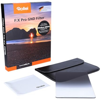 Rollei F:X Pro Verlaufsfilter Medium GND 32 I 100mm Rechteckfilter aus Gorilla-Glas mit Luminance Coating I Ideal für Motive mit unklarer Horizontlinie, Intensität:GND16