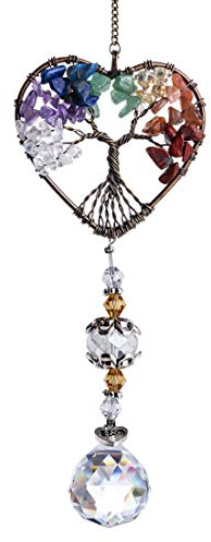 H&D HYALINE & DORA Glass Crystal Suncatcher, Rainbow Maker with Ball Prism, Life of Tree Hanging Crystals, Sun Catcher for Windows, Garden