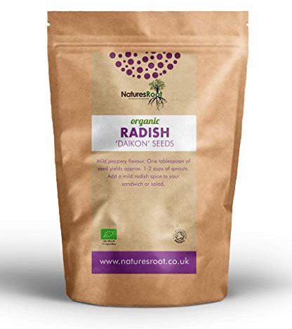 Nature’s Root Organic Radish 'Daikon' Sprouting Seeds 500g - Radish Microgreens | Keto Superfood | Tasty Nutrition | Easy Sprouting | Non-GMO