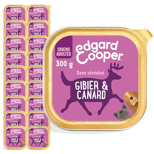 Edgard & Cooper Pâté Pour Chien, (Gibier & Canard, 300g x 18), Sans Céréales& Biologique, Viande fraîche et protéines de qualité, Vrais ingrédients pour chiens, Hypoallergénique, Sans sucres ajoutés