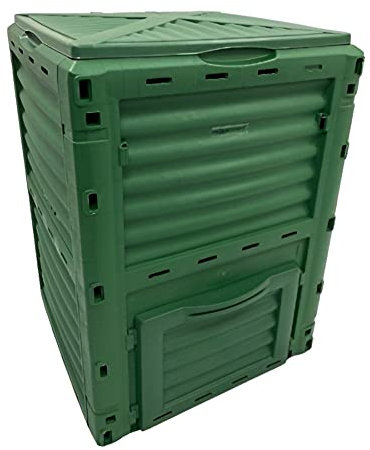 HuggleGreens Plastic Garden Compost Bin 300 Litre Outdoor Eco Composter Soil Recycling Storage Box