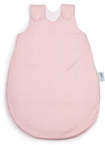 pic Bear Premium Babyschlafsack aus Jersey-Baumwolle – Atmungsaktiv, Mitwachsend und für Ganzjahres-Nutzung mit verstellbaren Größen 86/92 Spots flamingo