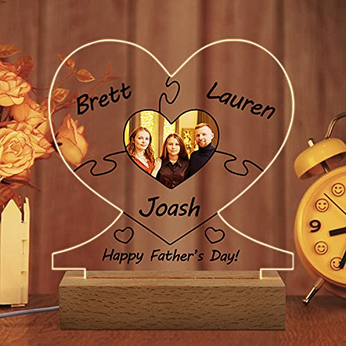 Personalisiertes Bedrucktes Acryl-Nachtlicht In Herzform, Mit 1–5 Namen, Personalisiertes Fotobild Mit LED-Licht, Das Perfekte Geschenk Für Vatertag