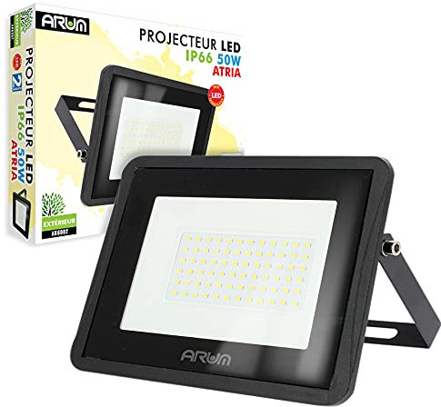Projecteur LED Extérieur Forte Luminosité IP66 Jardin Terrasse Parking Cours (Blanc Naturel 4000K, 1x 50W)