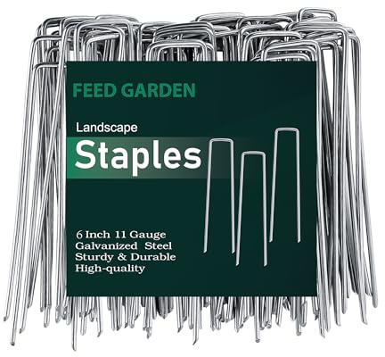 Feed Garden Lot de 500 agrafes galvanisées de 15,2 cm, Calibre 11, piquets de Jardin, agrafes de Gazon pour Tissu de barrière Contre Les Mauvaises Herbes, épingles d'aménagement paysager Robustes