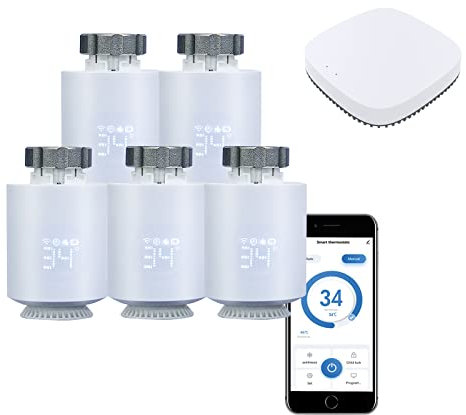 Qiumi Zigbee Thermostat Radiator Valve,Temperature Heater, Smart Programmable Thermostat, TRV, Alexa, Voice Control, connector type is M30 x 1.5