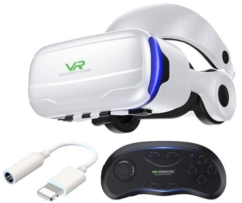2022 Newest Virtual Reality Headset, VR Headset with Controller and Headset for Kids Adult Play 3D Game Movies (4.7.5 To 6.5 Inches), Universal VR Glasses Set for IPhone Samsung and Android Phone