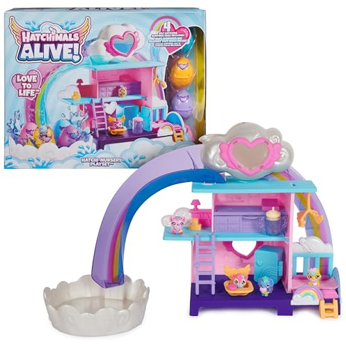 HATCHIMALS Alive, Hatchi-Nursery Playset Toy with 4 Mini Figures in Self-Hatching Eggs, 13 Accessories, Kids’ Toys for Girls and Boys Aged 3 and up