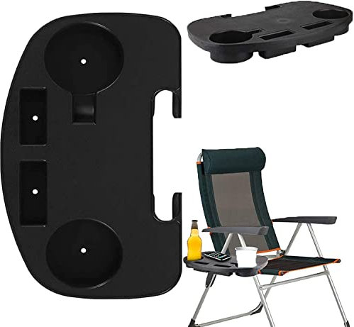 Beistelltisch-Tablett zum Aufstecken, zusammenklappbar, Freizeitstuhl, Getränkehalter mit Handyschlitz und Snacktablett, für Campingstuhl, Beistelltisch, Outdoor, Garten, Angeln, Strand, Typ-3