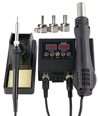 Iegefirm 8898 Heißluftentlötstation Lötkolbenstation 2-In-1 Temperaturgeregelter EU-Stecker