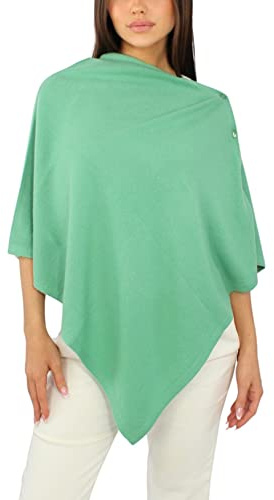 Win's Blandad kashmir damponcho – tillverkad i Italien, äppelgrön, one size