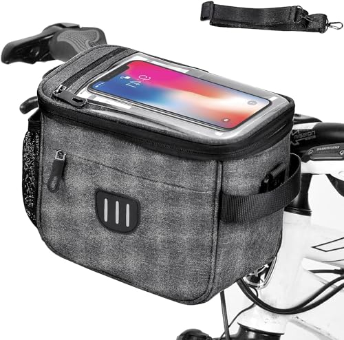 5L Fahrrad Lenkertasche mit Lenkeradapter, Wasserdicht Fahrradtasche Lenker, Lenkertasche Fahrrad mit Netztasche,Touchscreen,Fahrradkorb Tasche für MTB BMX Cityräder
